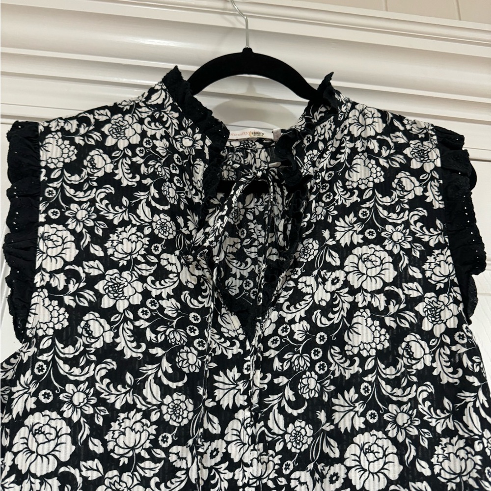 See by Chloe-Floral MIDI Dress Black/White Peonies Sz 44 (Large 12-14) - Picture 6 of 15